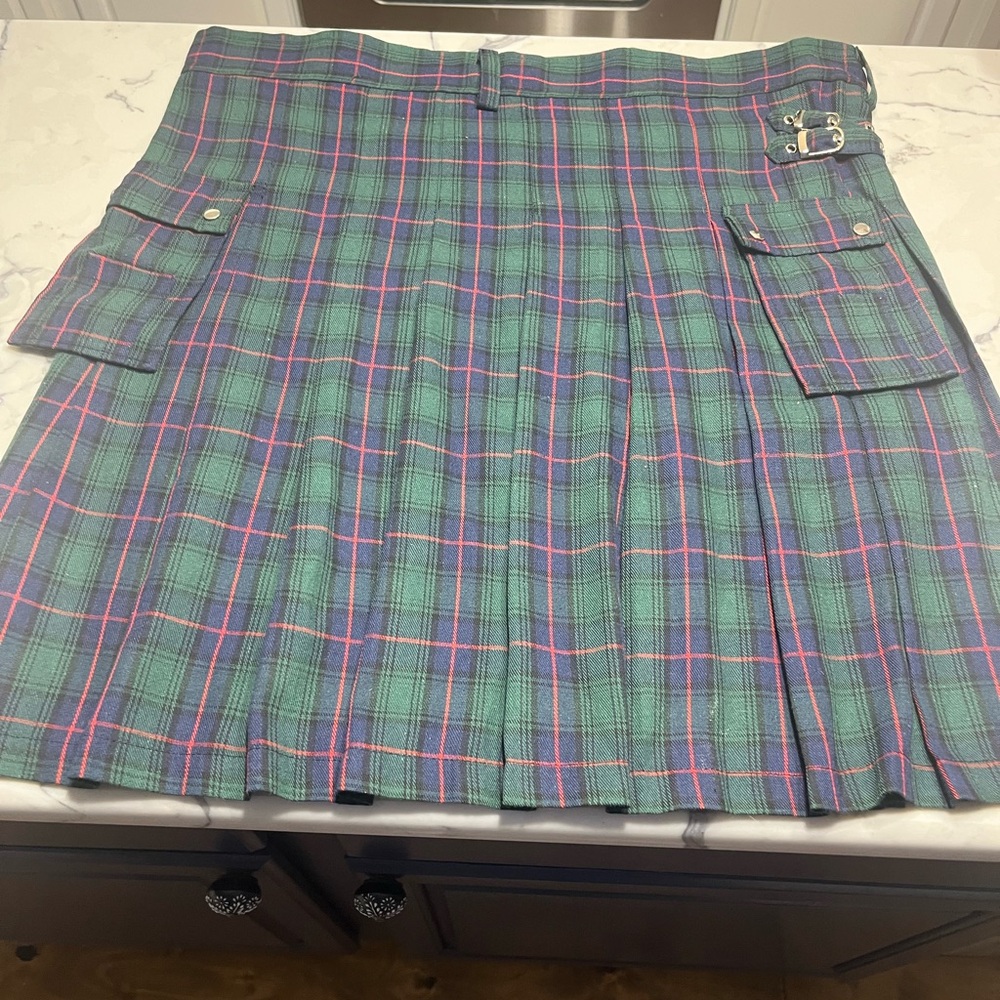 Green and Pink Plaid Women's Skirt
